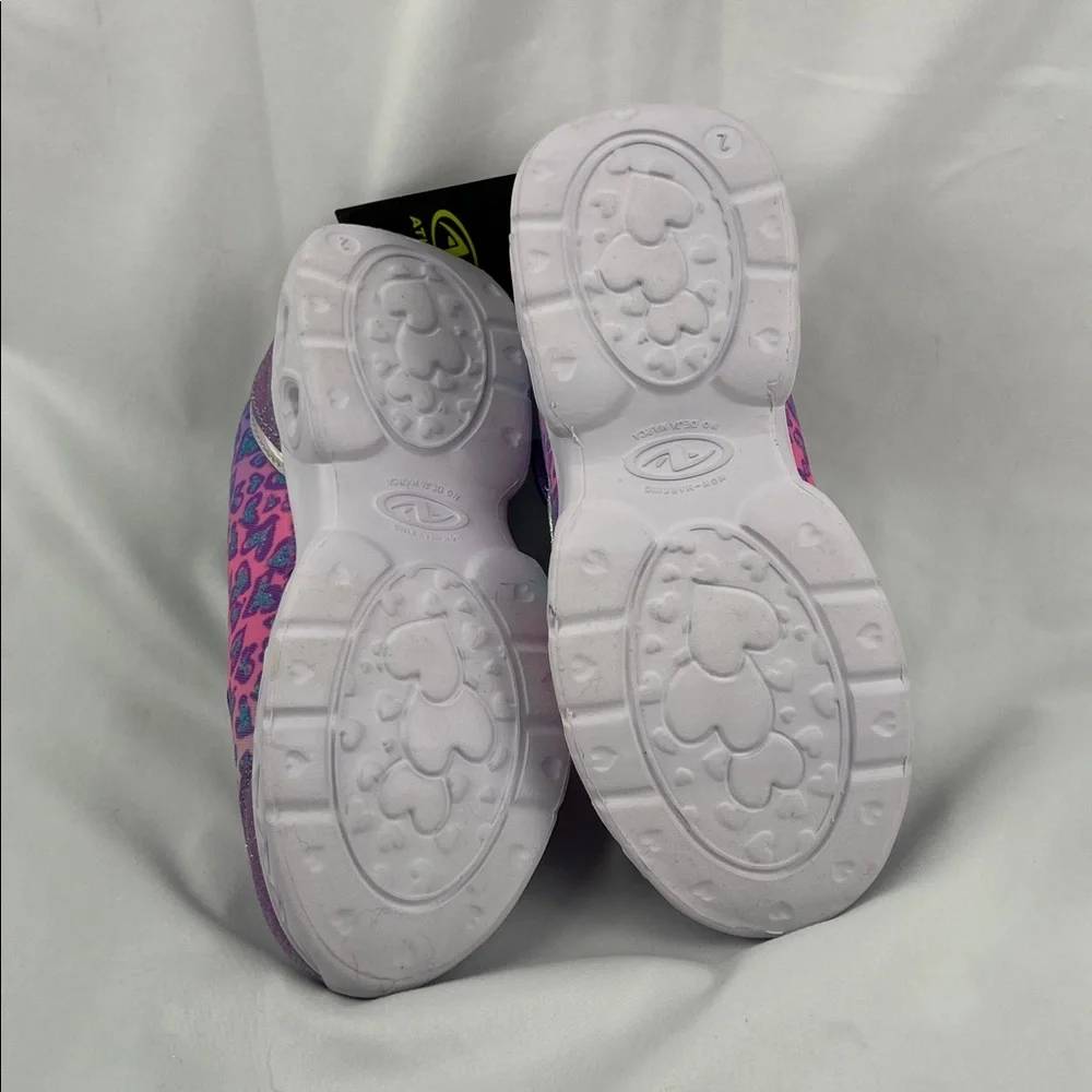 Athletic Works - Girl’s Light Up shoes - Size 2 - Pink Purple Leopard - NWT - Picture 8 of 11